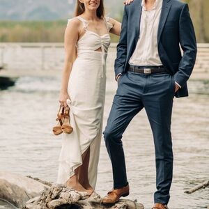 “The way to love” white ruffled maxi dress